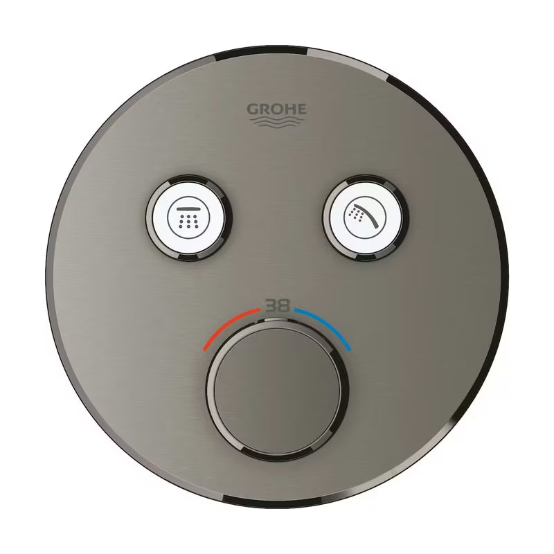 Podomítková termostatická sprchová baterie Grohe Grohtherm SmartControl v provedení brushed hard graphite.
