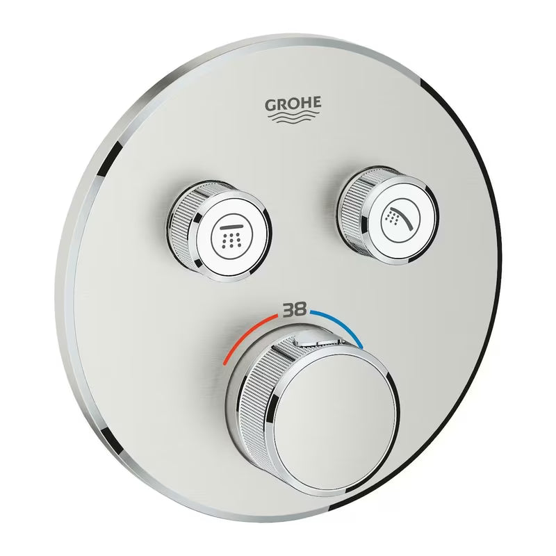 Termostatická podomítková sprchová baterie Grohe Grohtherm SmartControl v provedení supersteel