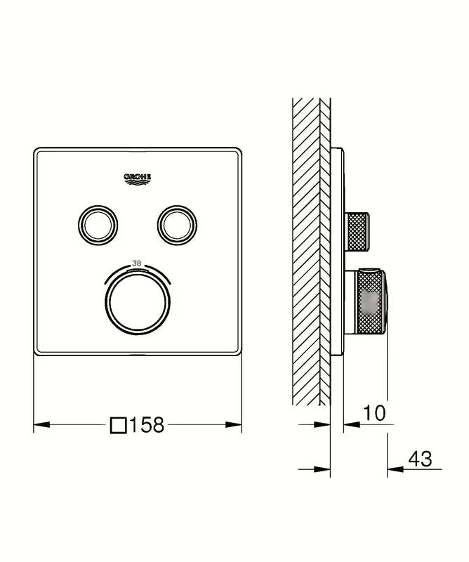 Chromová podomítková termostatická sprchová baterie Grohe Grohtherm SmartControl s tlačítkovým ovládáním