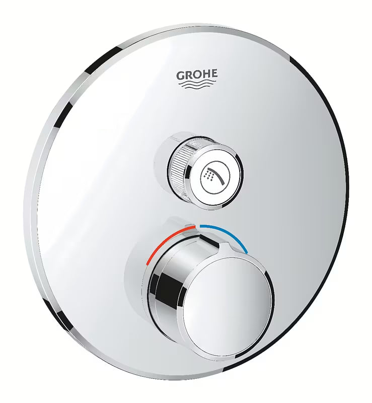 Podomítková termostatická sprchová baterie Grohe Smart Control v chromovém provedení s kruhovou rozetou