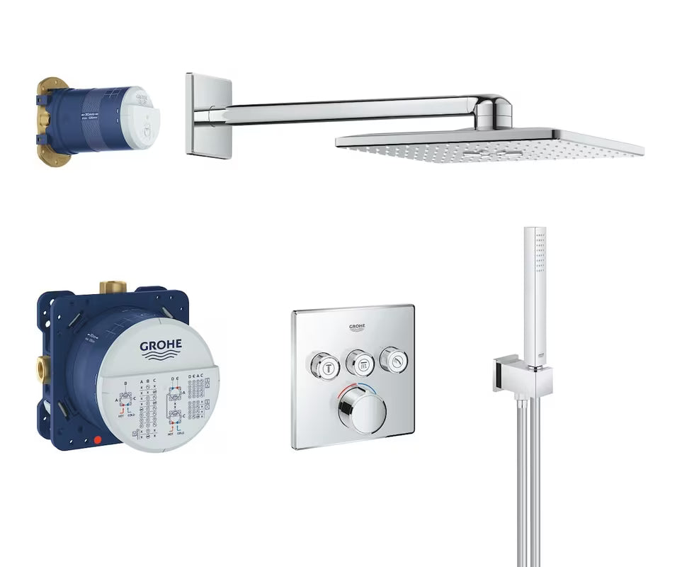 Podomítkový sprchový systém Grohe Smart Control v chromu s hlavovou a ruční sprchou