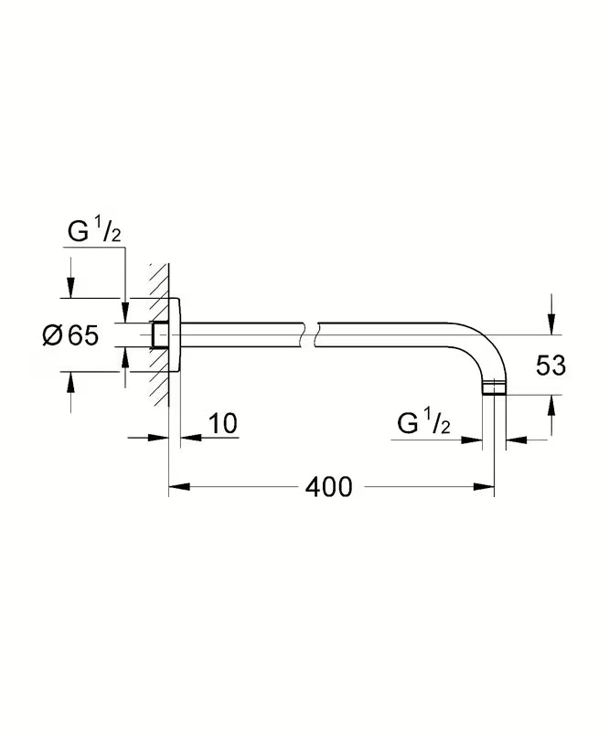 Sprchové rameno Grohe Tempesta new v provedení chrome s rozpětím 400 mm