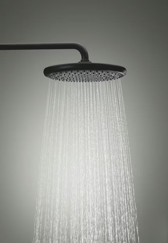 Matně černý sprchový systém Grohe Vitalio Start System s hlavovou a ruční sprchou a vanovým termostatem