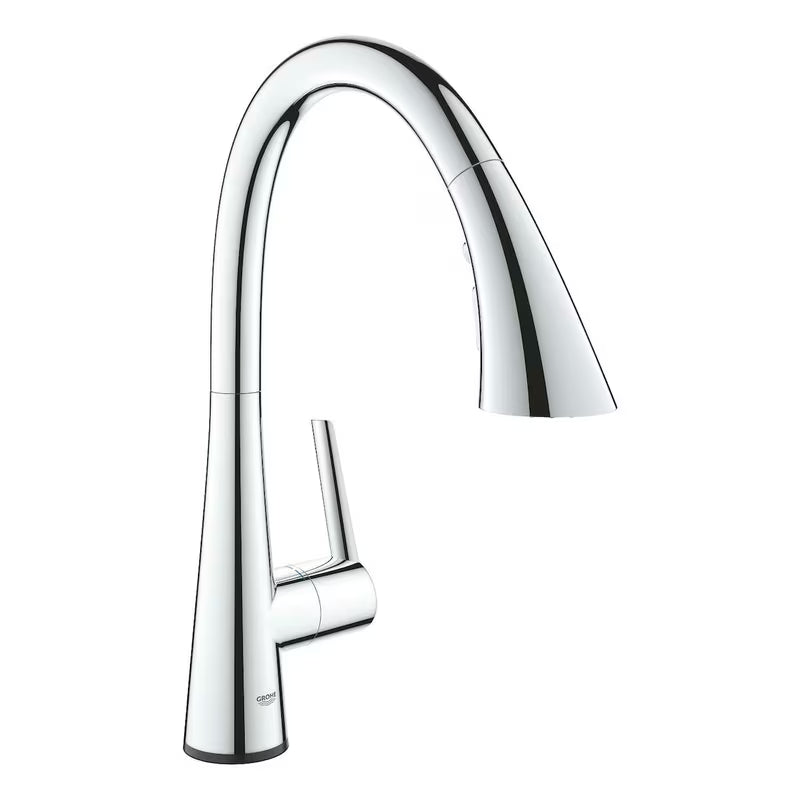Chromová dotyková dřezová baterie Grohe Zedra Touch s vysokou C výpustí a vytahovací sprchou