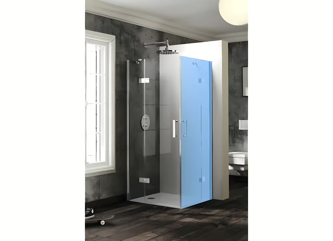 Hüppe SolvaPro křídlové sprchové dveře 80 cm s nástěnnou lištou v chromu, levé provedení, sklo SandPlus.