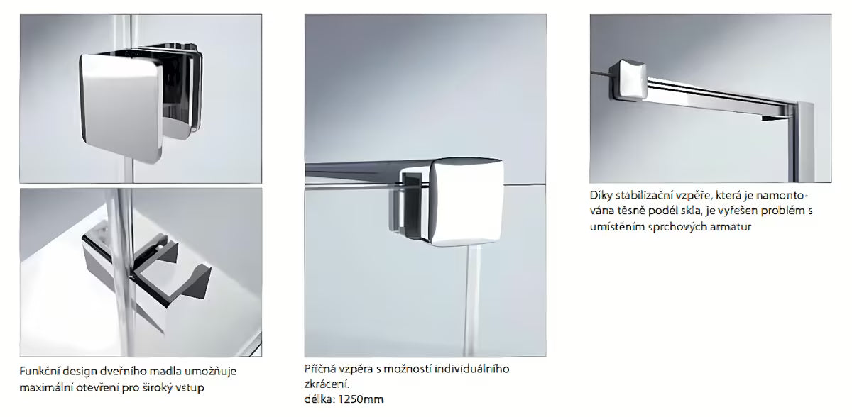 Sprchová zástěna Walk-In Hüppe Xtensa pure 180 cm v lesklém chromu s čirým sklem bez dekoru.