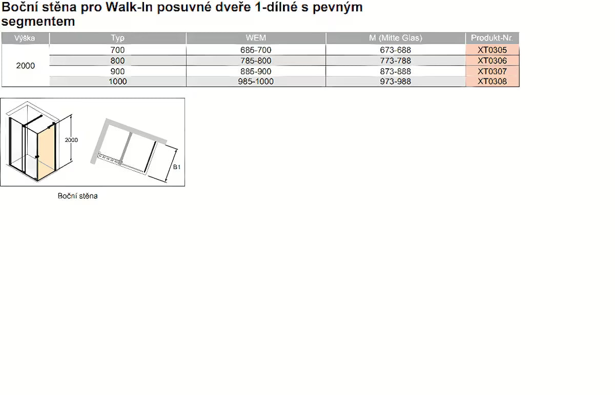 Boční zástěna ke sprchovým dveřím Hüppe Xtensa pure 90 cm v lesklém chromu s čirým sklem