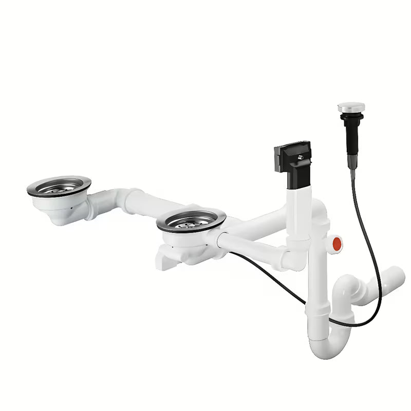 Hansgrohe D17-11 sifon ke kuchyňskému dvojdřezu s automatickým odtokem a obdélníkovým přepadem v chromu