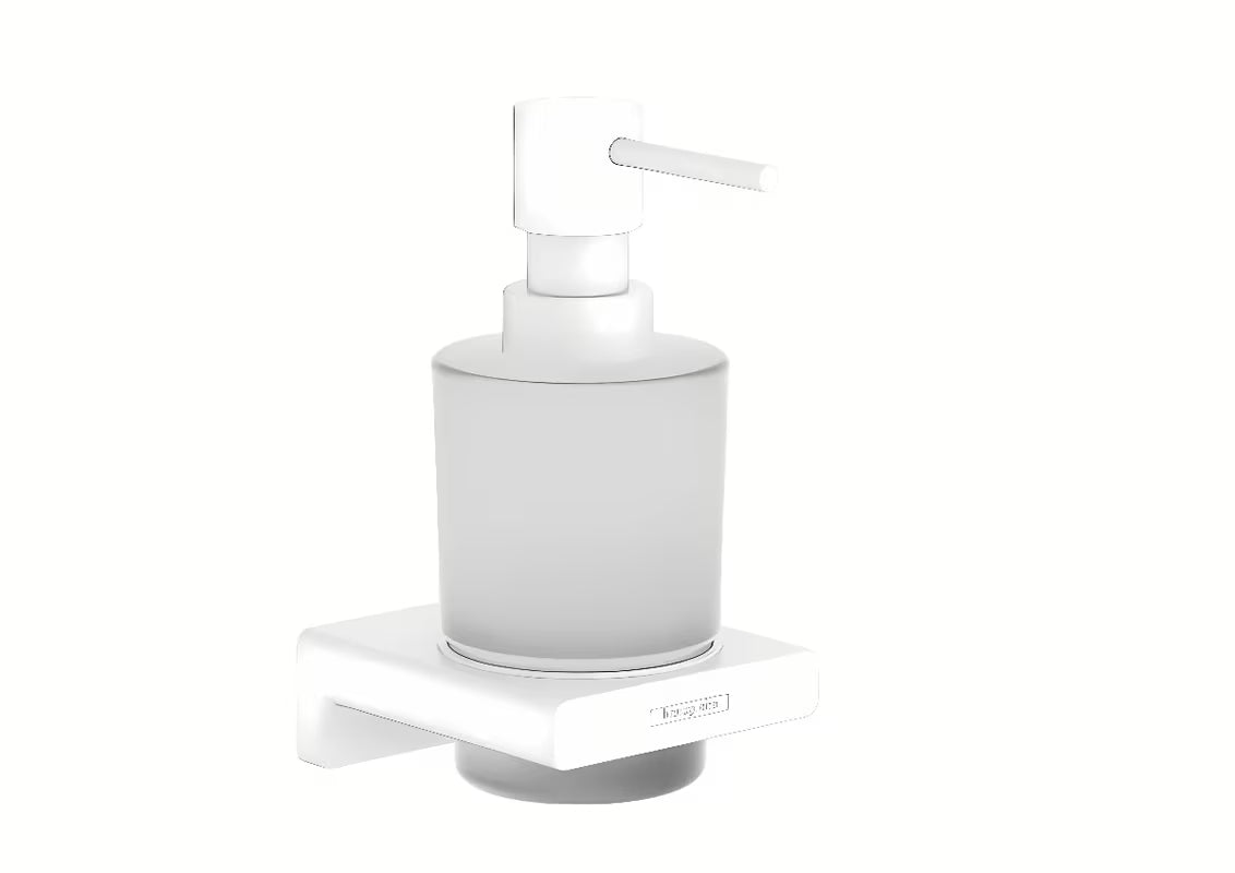 Hansgrohe addstoris sieninis skysto muilo dozatorius su laikikliu matinės baltos apdailos.