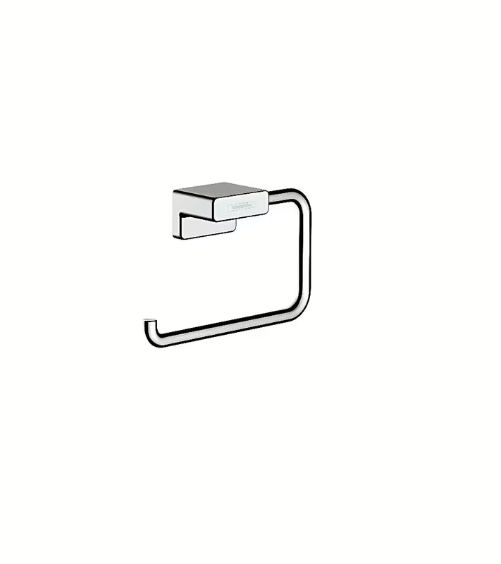 Chromovaný nástěnný držák toaletního papíru hansgrohe AddStoris v minimalistickém kovovém provedení