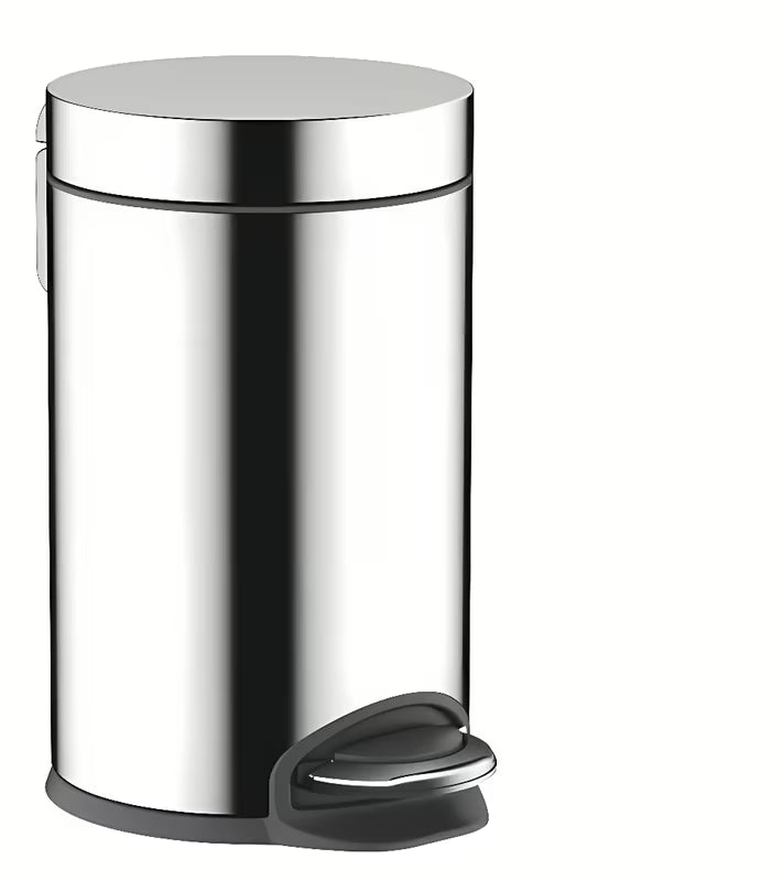 Chromovaný odpadkový koš hansgrohe AddStoris s nášlapem a tichým dovíráním SoftClose, objem 3 l.