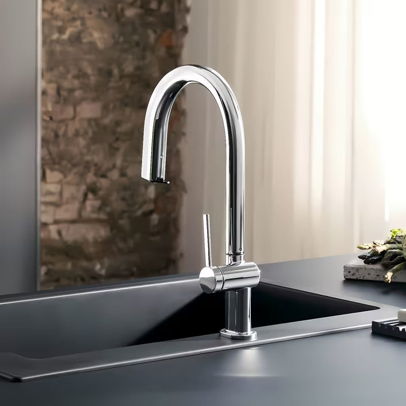 Hansgrohe Aqittura dřezová baterie v matné černé s vytahovacím výtokem a tlačítkem pro filtrovanou vodu