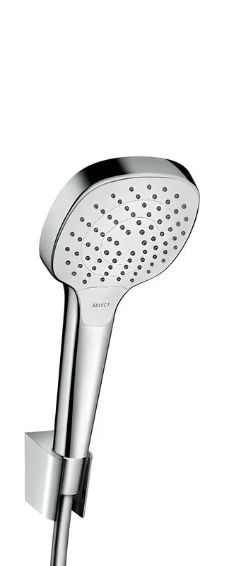 Hansgrohe Croma Select vanový set v bílé a chromu s ruční sprchou 110 mm a tlačítkem Select