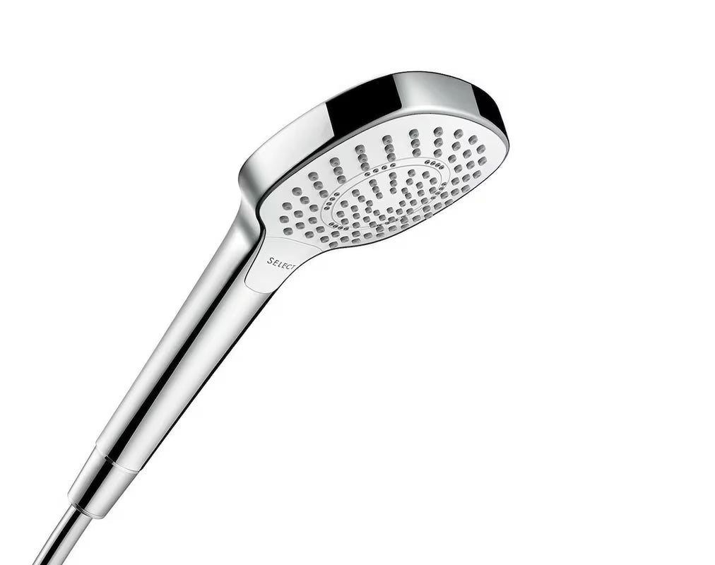 Hansgrohe Croma Select E sprchový set v provedení bílá a chrom s ruční sprchou a tyčí Unica