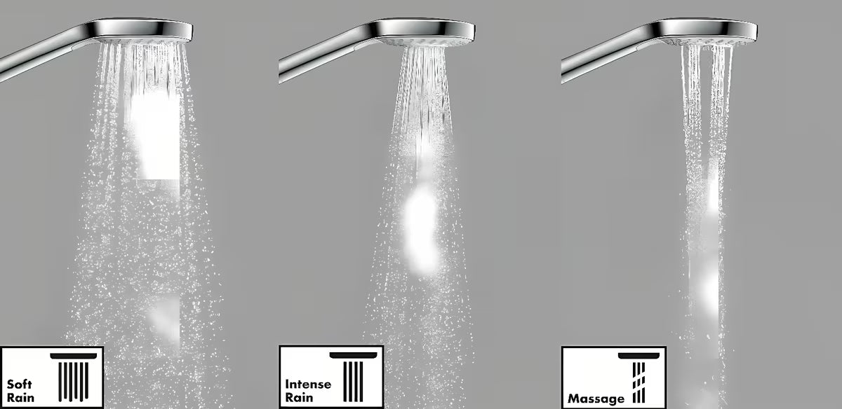 Hansgrohe Croma Select E sprchový set v provedení bílá a chrom s ruční sprchou a tyčí Unica