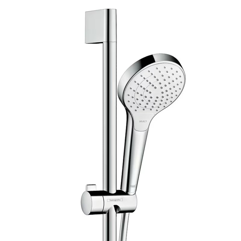 Sprchový set Hansgrohe Croma Select S v bílé a chromu s ruční sprchou 3jet, tyčí Unica a hadicí 1,60 m.