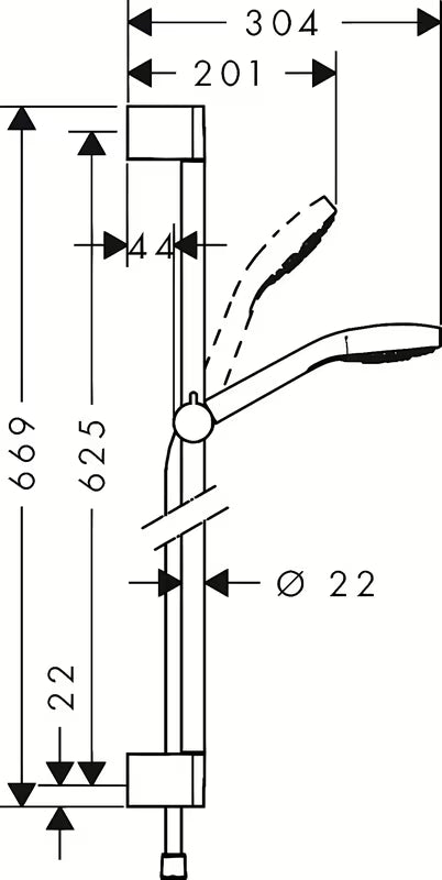 Hansgrohe Croma Select S sprchový set v bílé a chromu s ruční sprchou 1jet a sprchovou tyčí Unica