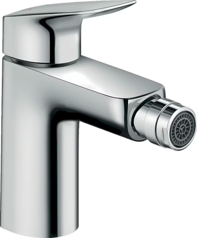 Chromová páková bidetová baterie hansgrohe Logis 100 s výpustí a designem SoftCube.