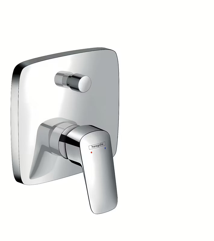 Podomítková páková vanová baterie hansgrohe Logis v chromovém provedení pro sprchu a napouštění vany.
