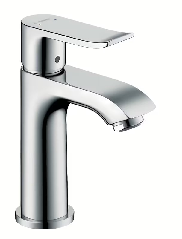 Chromová páková umyvadlová baterie Hansgrohe Metris bez výpusti s technologií EcoSmart a QuickClean.