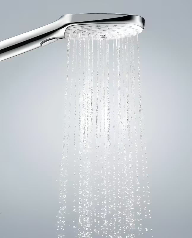 Ruční sprcha Hansgrohe Raindance Select E bílá chrom s tlačítkem Select a třemi proudy