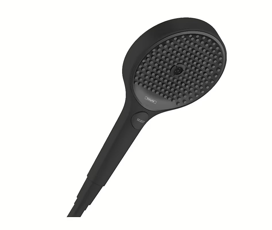 Ruční sprcha Hansgrohe Rainfinity 130 3jet v matně černém provedení s antracitovým sprchovým diskem