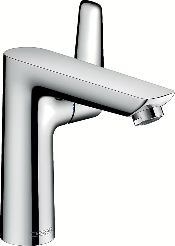 Chromová páková umyvadlová baterie Hansgrohe Talis E 150 s výpustí a táhlem.