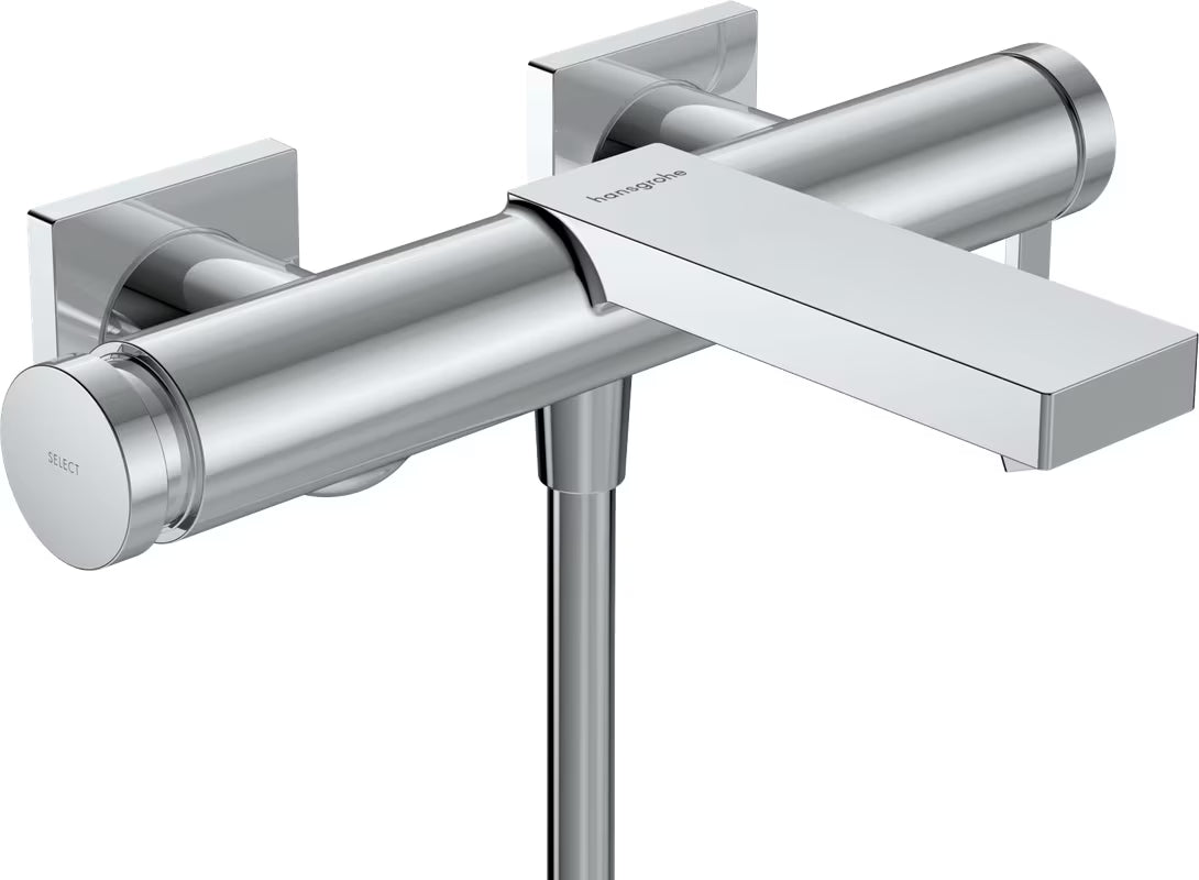 Nástěnná páková vanová baterie Hansgrohe Tecturis E v chromovém provedení s tlačítkem Select