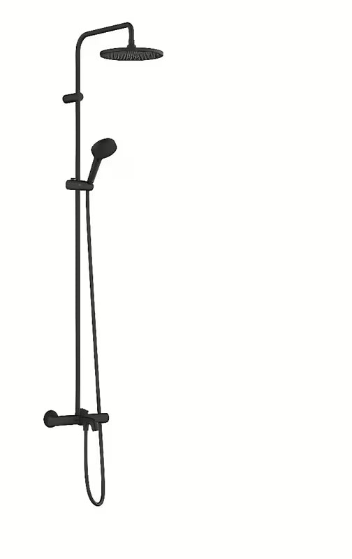 Hansgrohe Vernis Blend sprchový systém s vanovým termostatem v matné černé s horní sprchou 240 mm