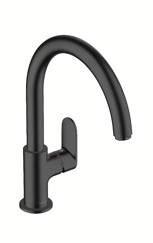 Hansgrohe Vernis Blend M35 páková dřezová baterie v černé matné s vysokým otočným vývodem