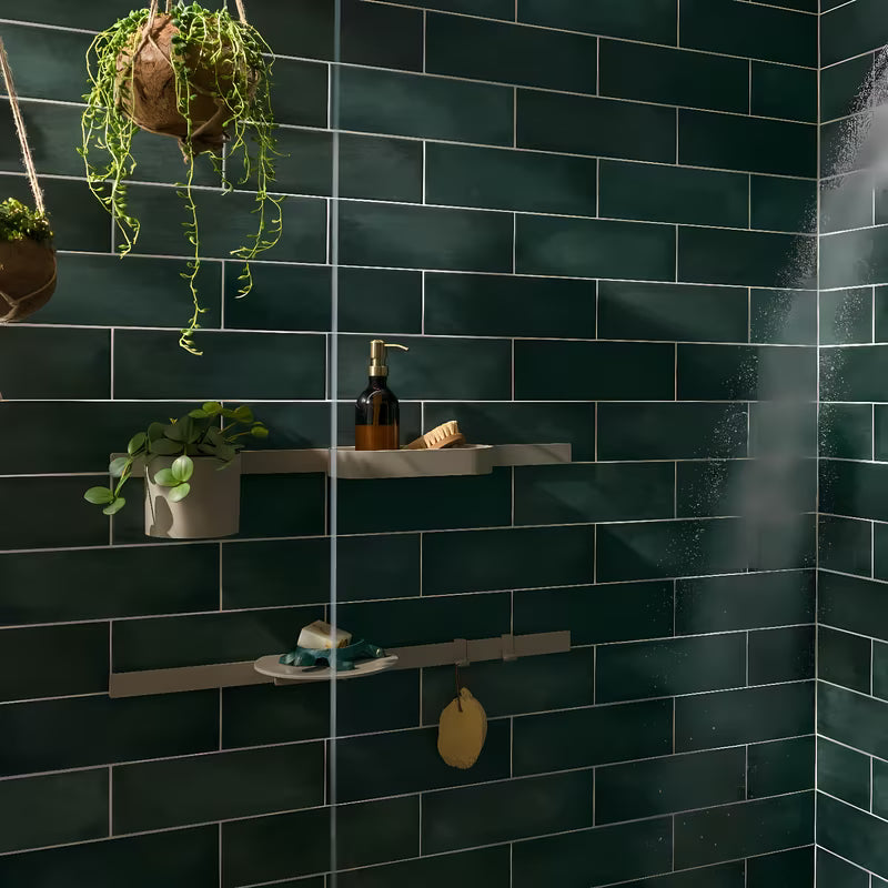 Béžová sprchová polička hansgrohe WallStoris Planet Edition pro uložení šamponu a sprchových potřeb