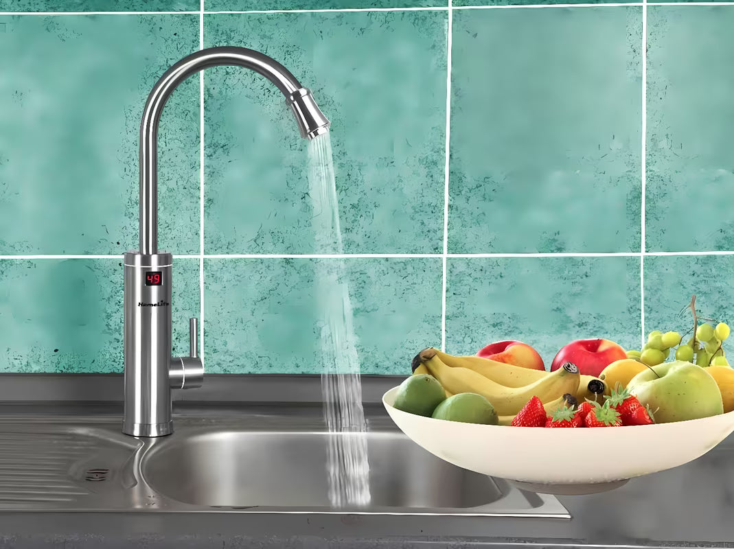 Nerezová dřezová baterie Homelife Inox Digital s elektrickým ohřevem vody a displejem teploty