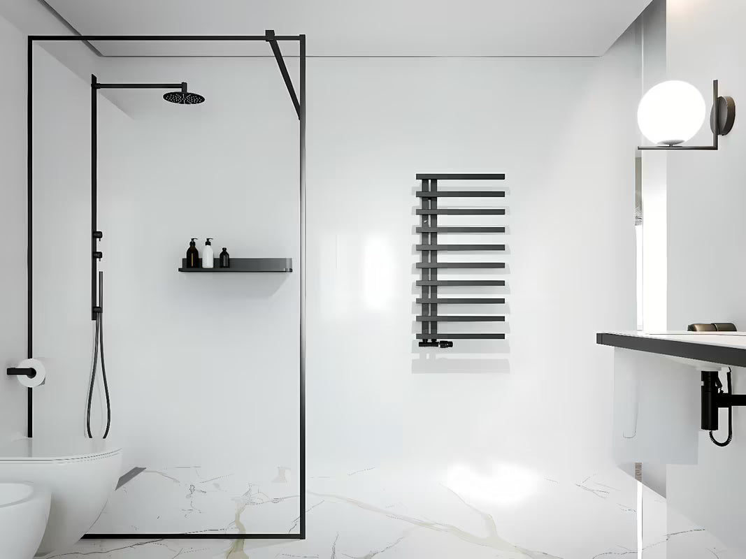 Bílý lesklý kombinovaný koupelnový radiátor Hopa Darvel 173x60 cm v hřebenovém designu