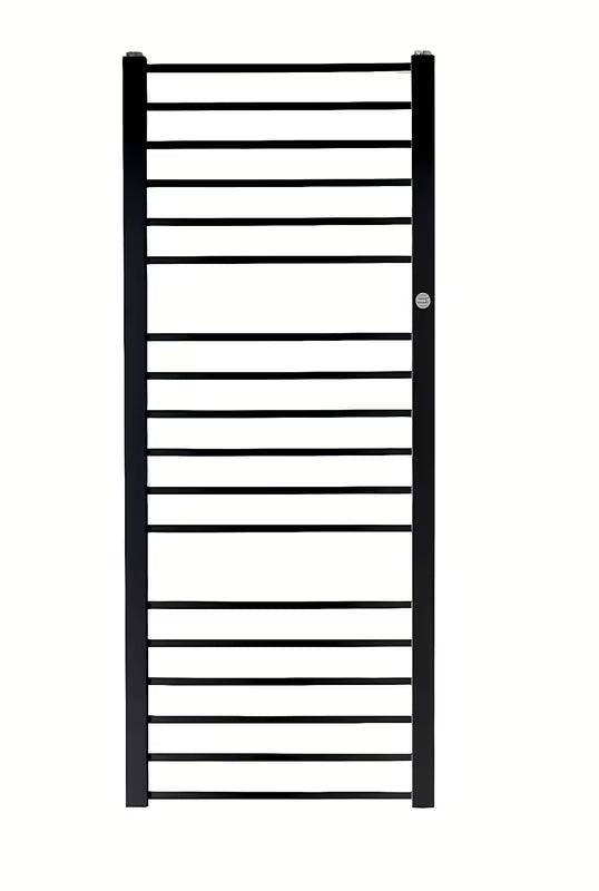 Kombinovaný koupelnový radiátor Hopa Piko 72,9x43 cm v černé matné barvě s hřebenovým designem.