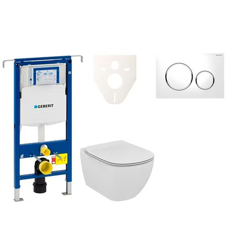 Závěsný WC set Ideal Standard Tesi s modulem Geberit Duofix a tlačítkem Sigma 20