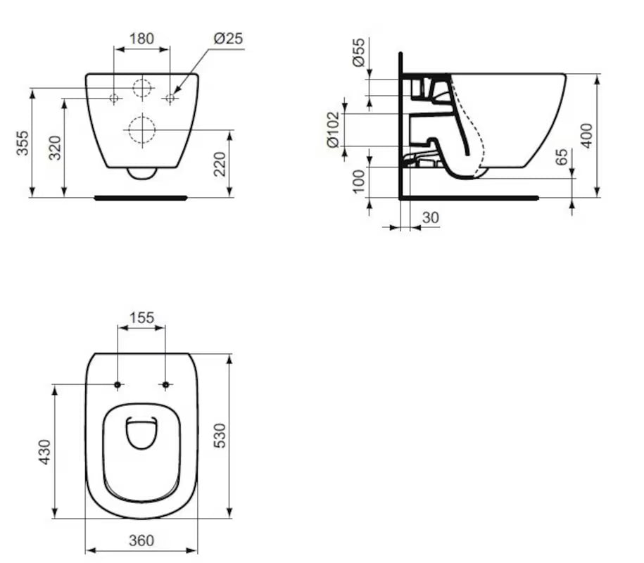 Bílé závěsné WC Ideal Standard Tesi s technologií AquaBlade a sedátkem se SoftClose