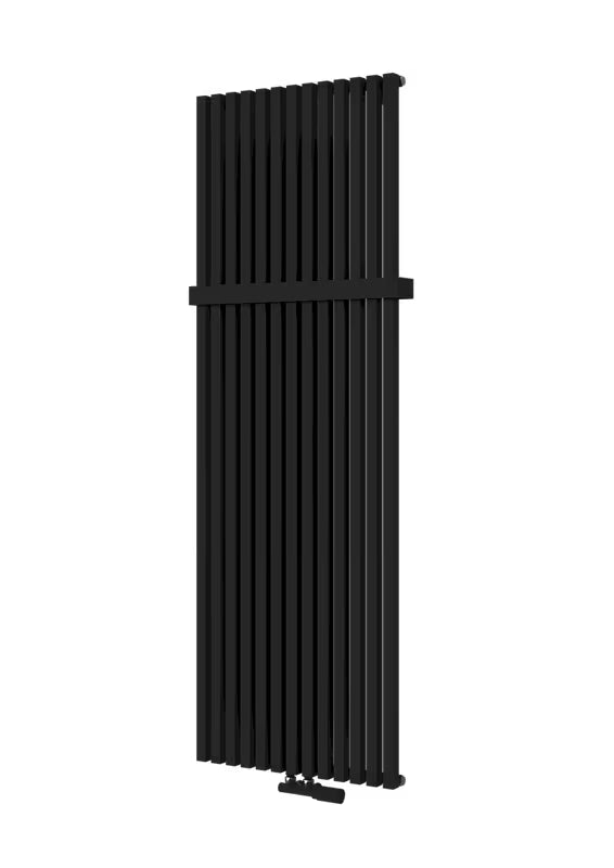 Černo-matný radiátor Isan Octava 46,2x150 cm se středovým připojením pro ústřední vytápění