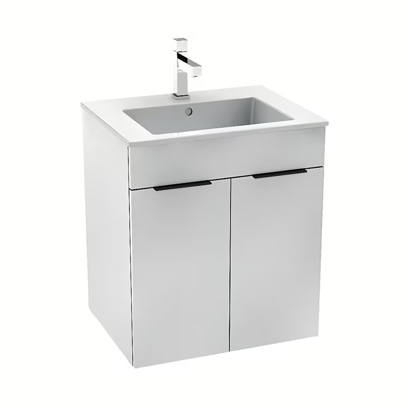 Bílá závěsná skříňka Jika Cube s keramickým umyvadlem 54x43x60,7 cm se SoftClose