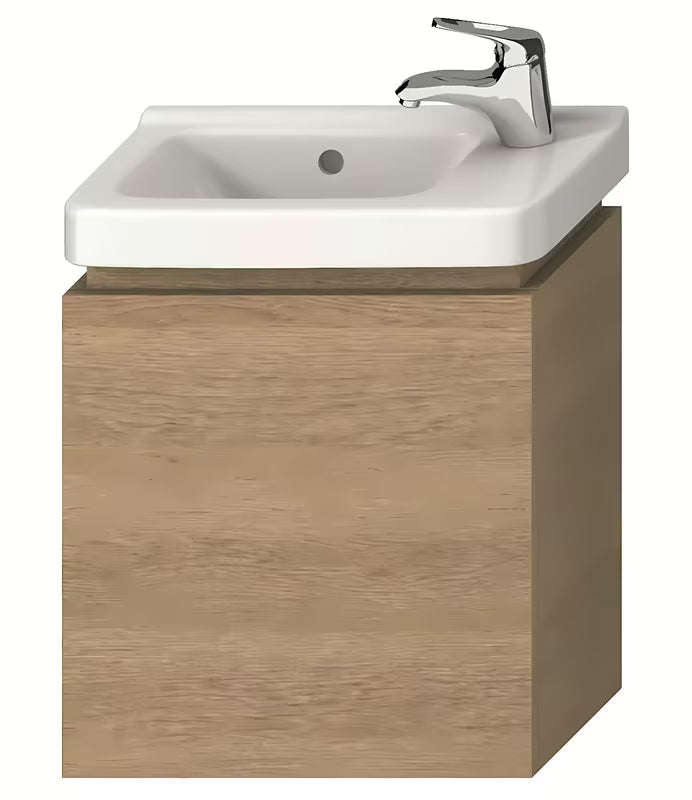 Závěsná skříňka pod umyvadlo Jika Cubito 45x24,1x48 cm v dekoru dub s výklopnými dvířky