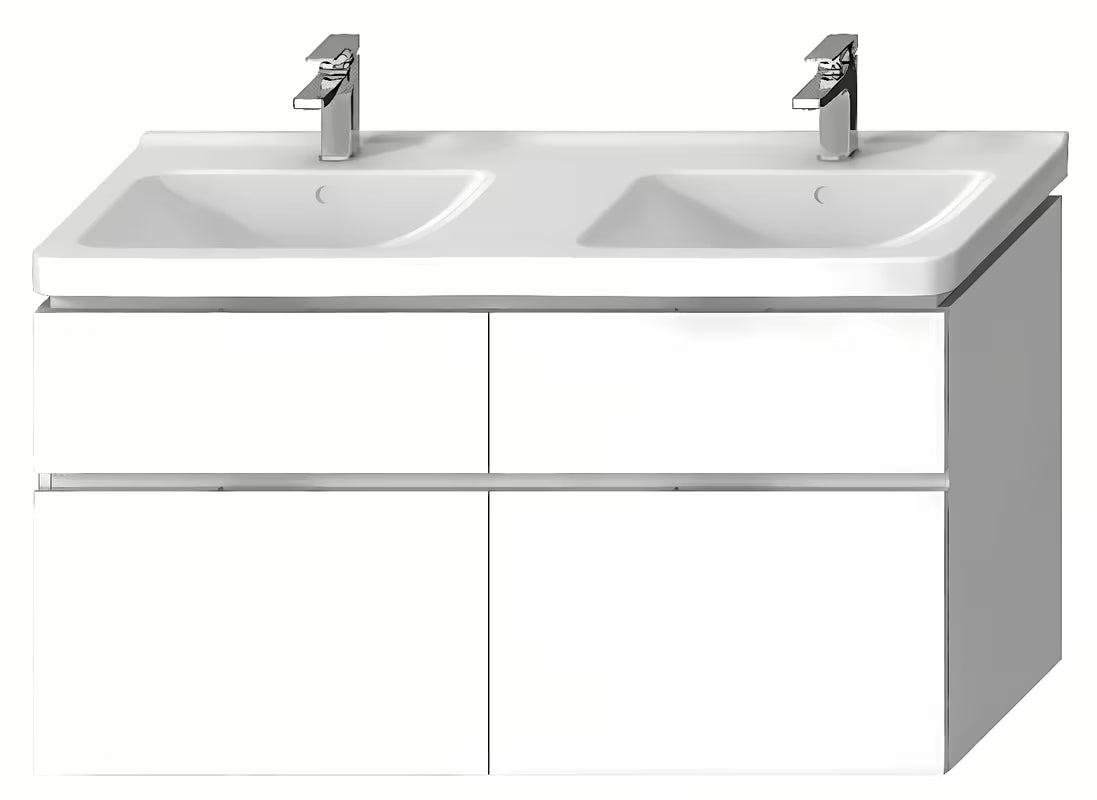 Bílá závěsná skříňka pod umyvadlo Jika Cubito 128x46,7x68,3 cm se čtyřmi zásuvkami