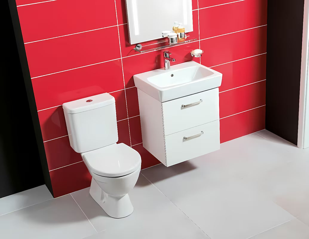Balta pakabinama spintelė po praustuvu Jika Lyra Plus Viva 44x40,1x55 cm, su blizgiais fasadais