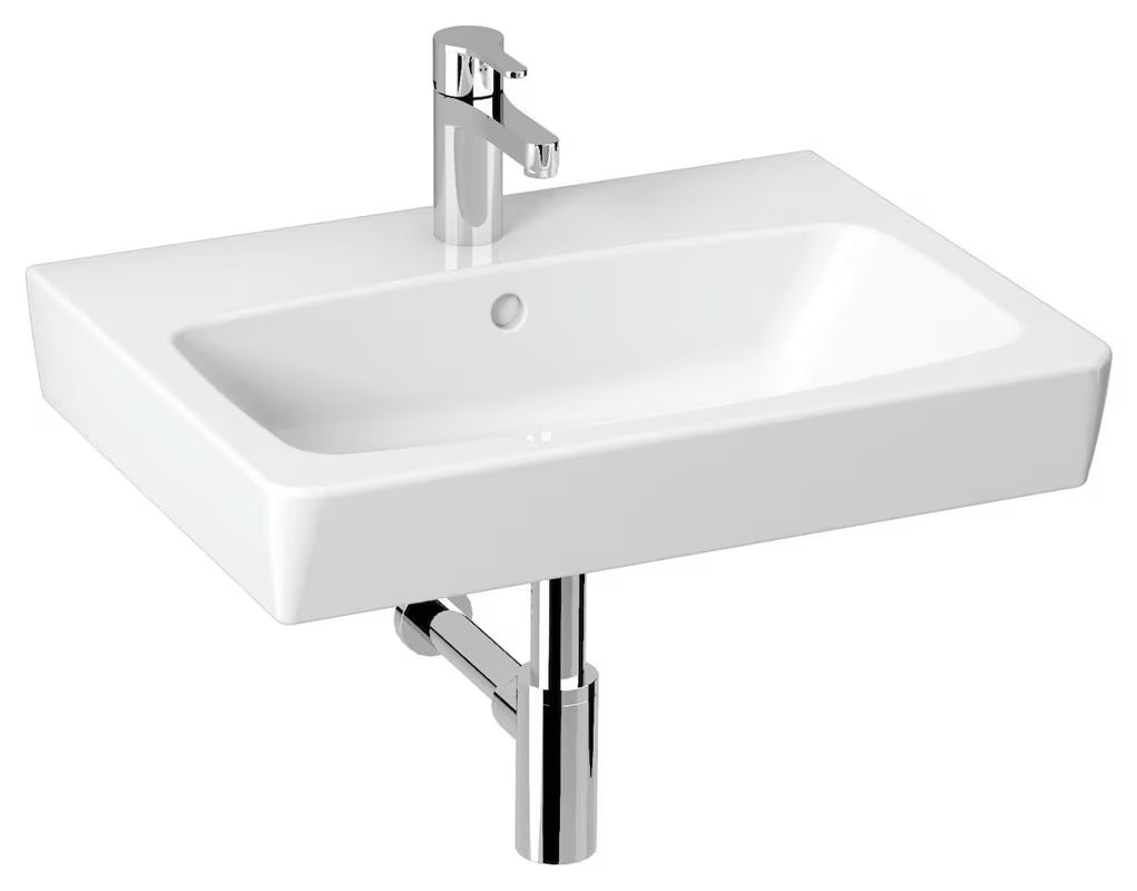 Bílé keramické nábytkové umyvadlo Jika Lyra Plus Viva 60 x 45 cm s otvorem pro baterii uprostřed.