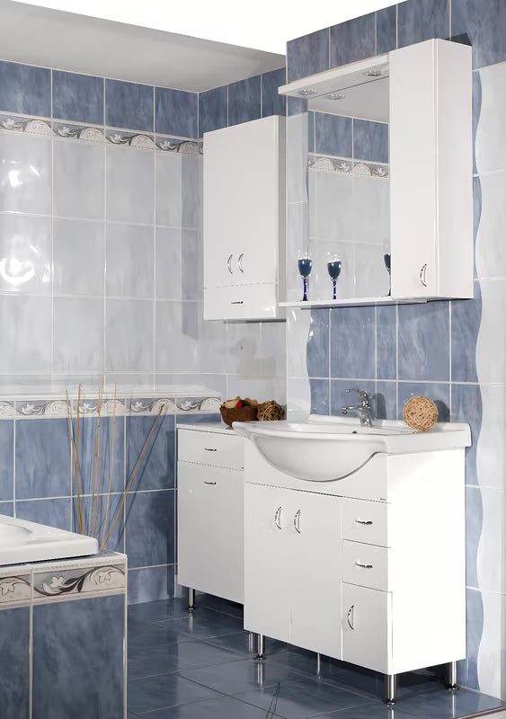 Bílá koupelnová skříňka Keramia Pro s keramickým umyvadlem