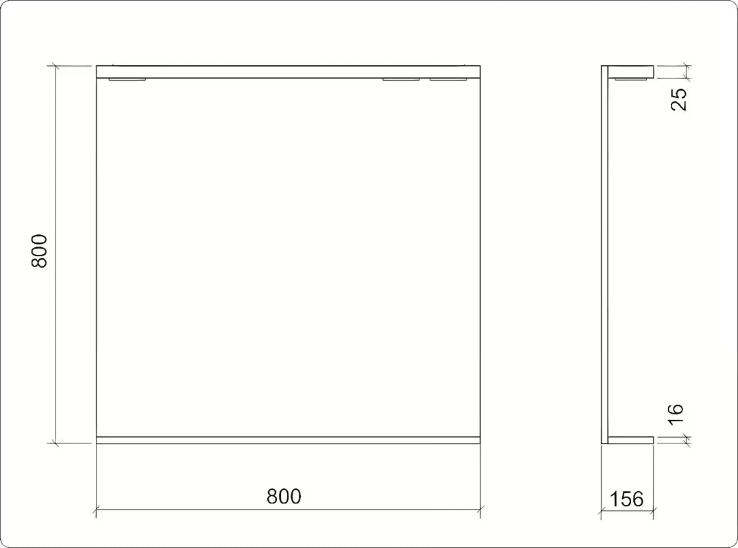 Keramia Pro obdélníkové LED zrcadlo 80x80 cm v bílém rámu s krytím IP44, orientace na výšku.