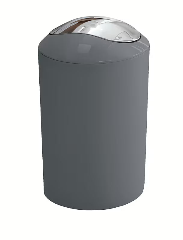Antracitový odpadkový koš Kleine Wolke Glossy s výklopným víkem pro koupelnu i interiér.