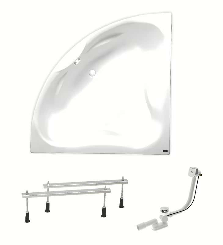 Bílá rohová vana Laguna Royale z akrylátu 150x150 cm s možností instalace vlevo i vpravo