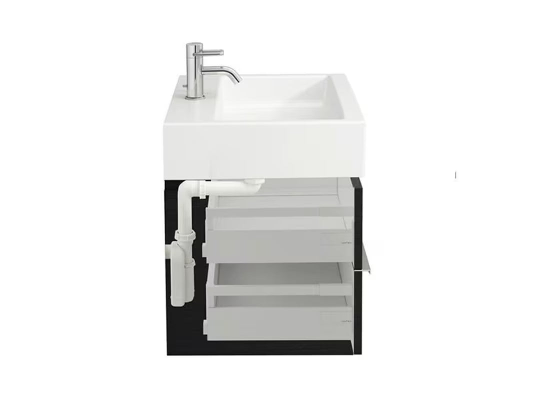 Umyvadlový sifon Laufen pro odpad DN32 s možností napojení na DN40 přes redukci.