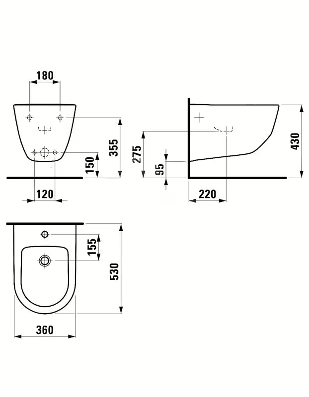 Bílý závěsný bidet Laufen Pro s moderním designem do koupelny