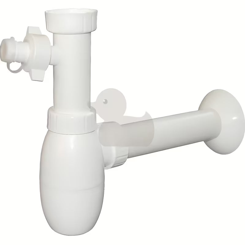 Bílý dřezový sifon SIKO Multi s odbočovačkou, vhodný k pákové baterii s výpustí 5/4x40