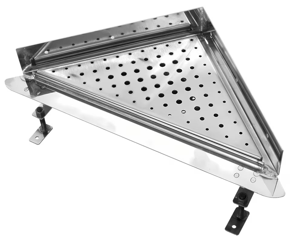 Rohový sprchový žlab Multi 30x30 cm v nerezovém provedení s roštem a sifonem